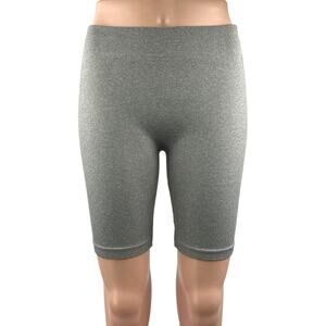 Free People Women's Gray Seamless Mid Rise Activewear Fitness Biker Shorts Sz M